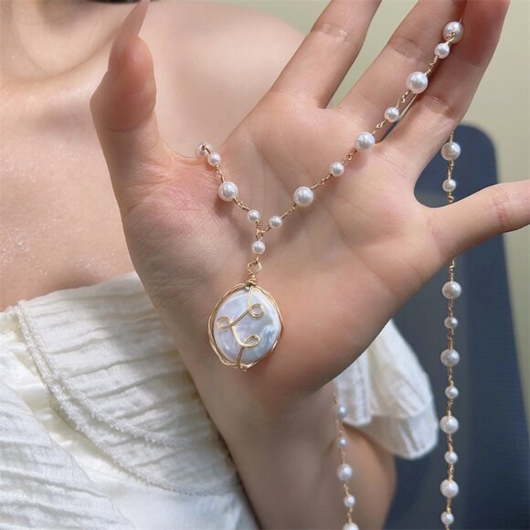 ✨ Elegant & Versatile Long Pearl Lariat Necklace ✨ - Picture 2 of 6